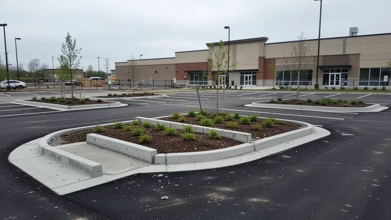 Commercial concrete curbs and parking lot in London Ontario