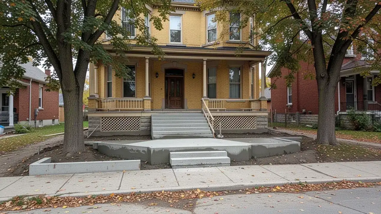 Concrete front steps on older St. Thomas home