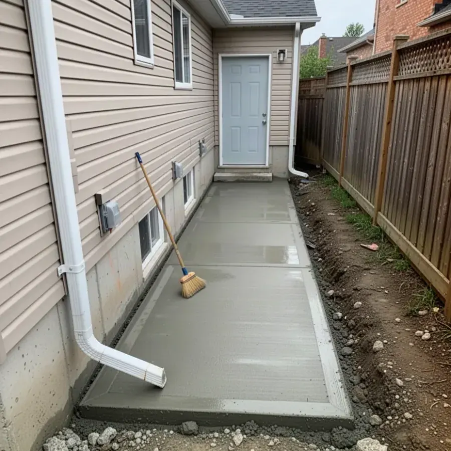 Concrete Side Entrance Walkway Concrete side entrance walkway beside house