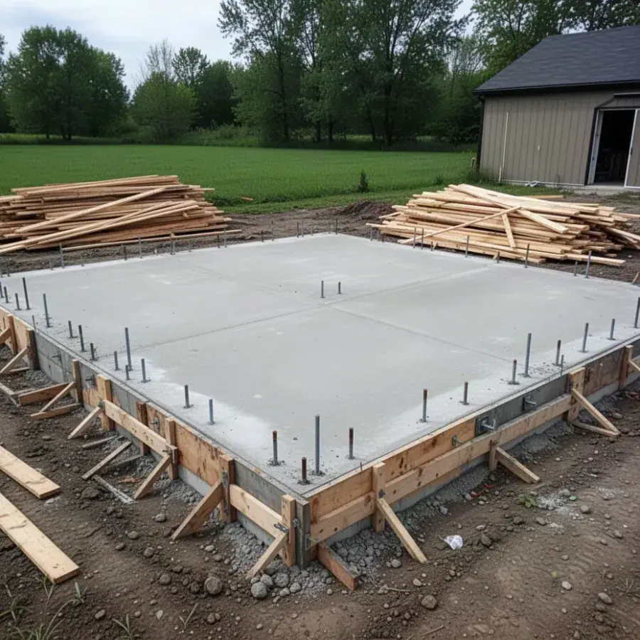 Concrete slab for detached shop in Dorchester