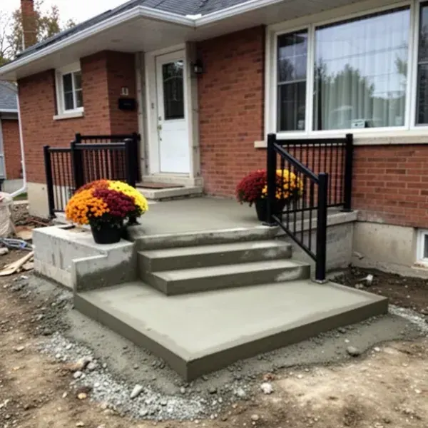New concrete front steps on Ingersoll home
