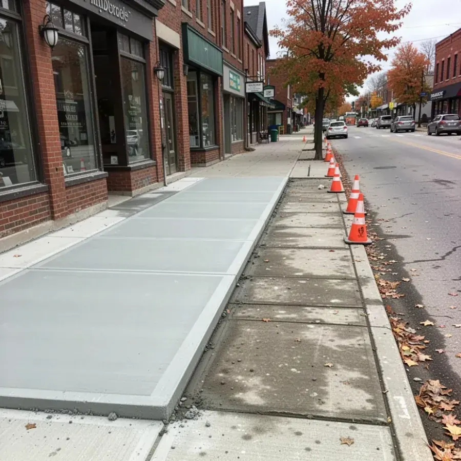 New Sidewalk in a Small Ontario Town New concrete sidewalk in small Ontario town