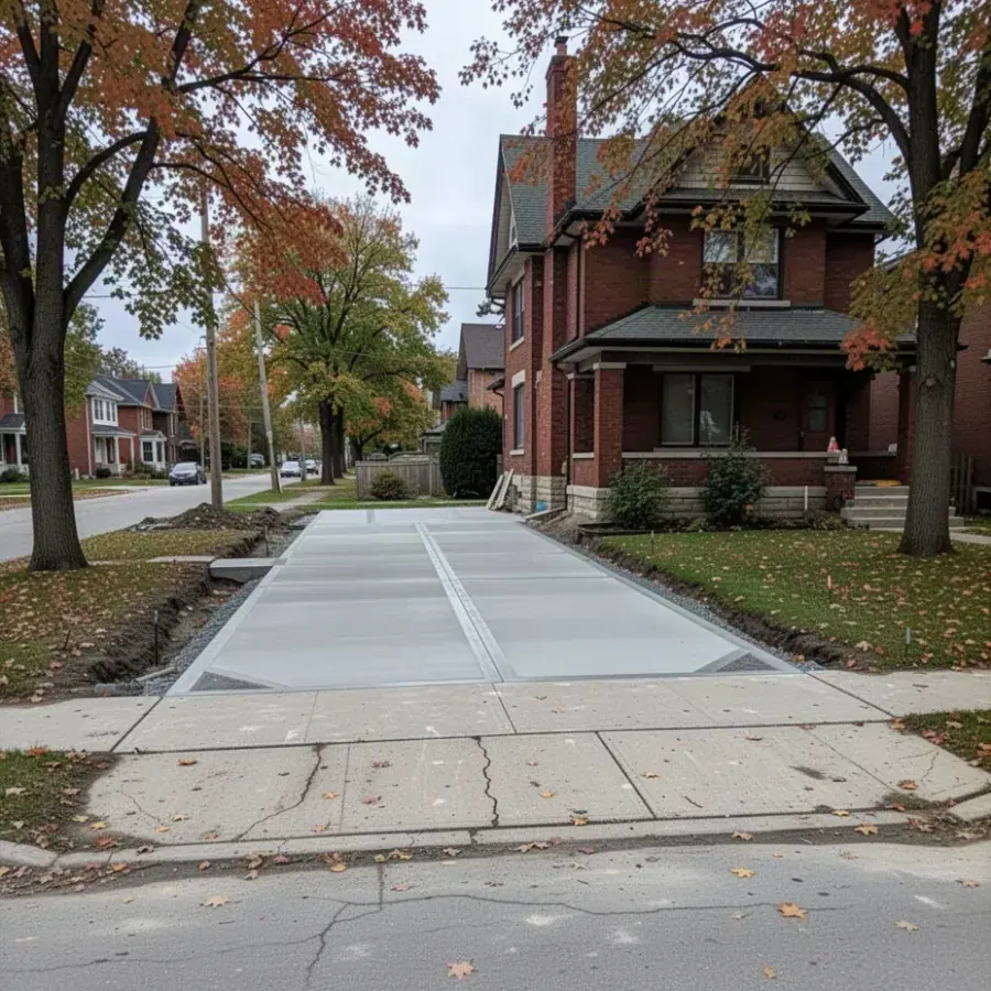 Replaced concrete driveway on older Ingersoll street