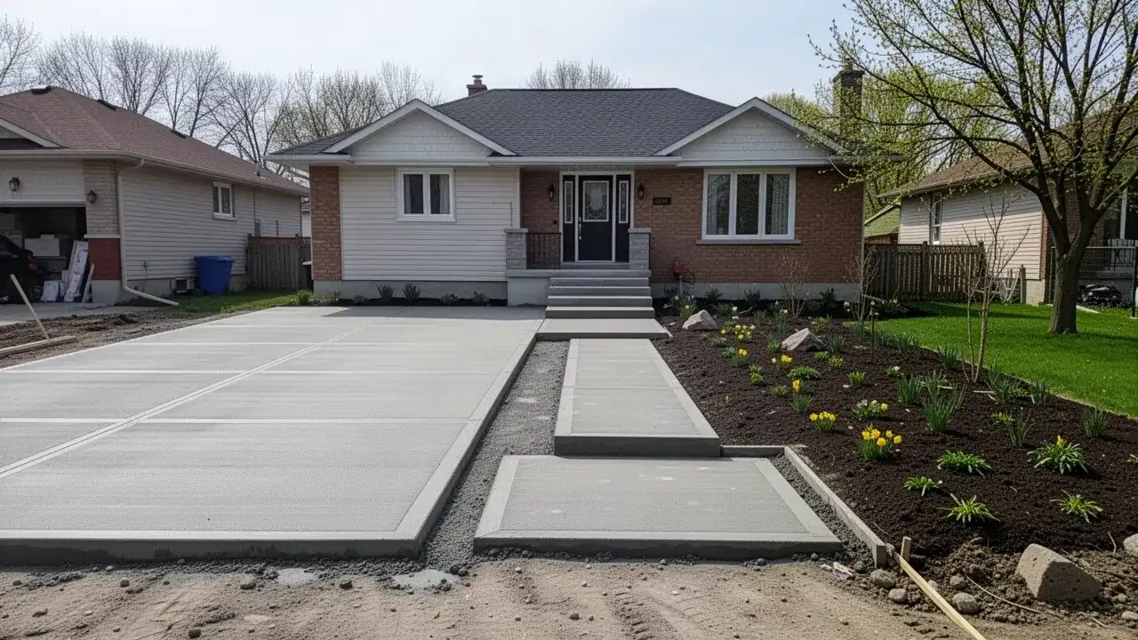 Residential Concrete Driveway and Steps Residential concrete driveway and front steps in London