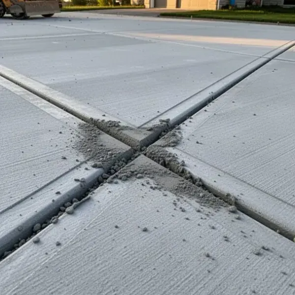 Saw cut control joints in new concrete driveway